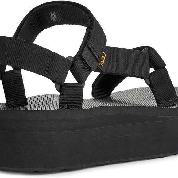 Women's Textile Platform Sandals Size 8 Casual Rubber Outsole Black - Picture 5 of 7